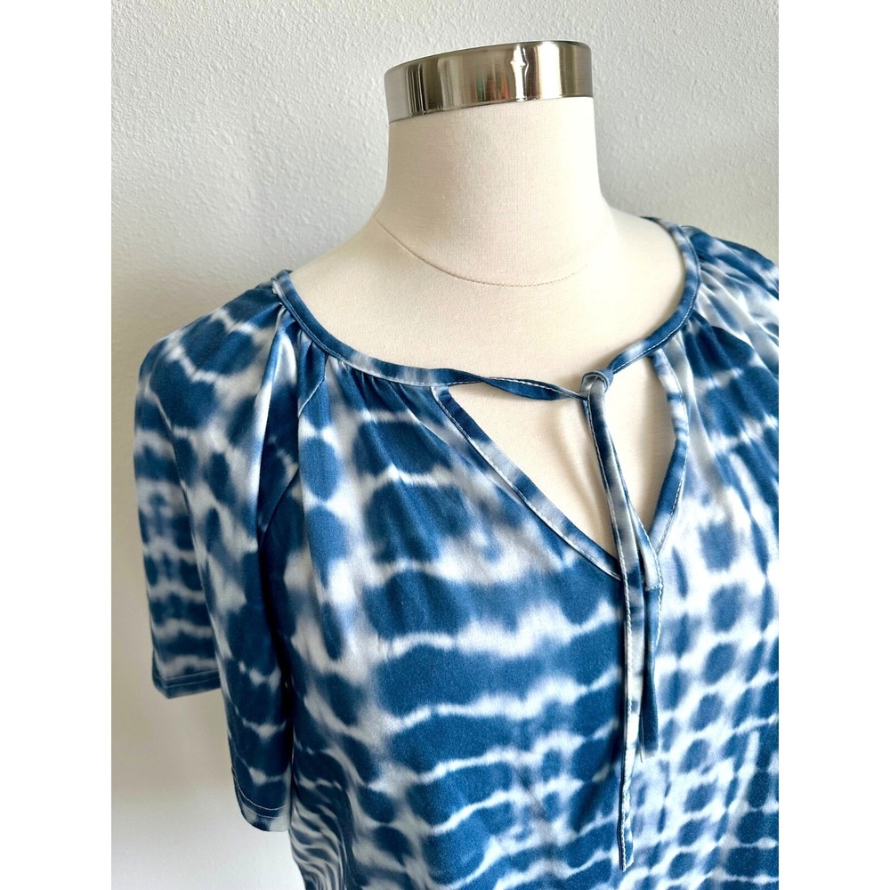 Blue Tie-Dye Women's Tunic with Front Tie